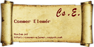 Csemer Elemér névjegykártya